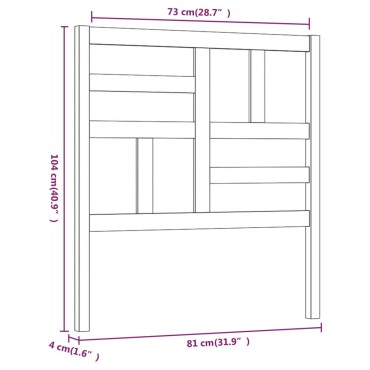 vidaXL Κεφαλάρι Κρεβατιού Γκρι 81x4x104cm από Μασίφ Ξύλο Πεύκου 1 τεμ.