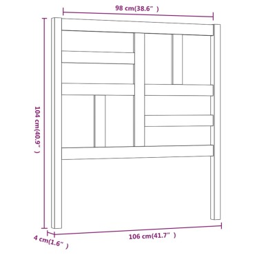 vidaXL Κεφαλάρι Κρεβατιού Γκρι 106x4x104cm από Μασίφ Ξύλο Πεύκου 1 τεμ.