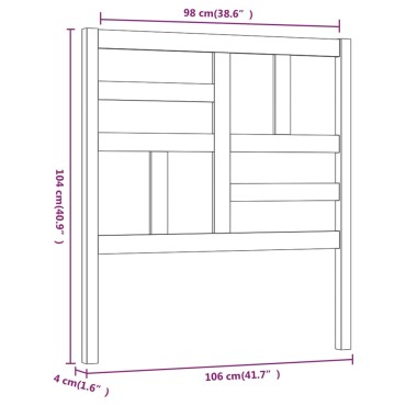 vidaXL Κεφαλάρι Κρεβατιού Μαύρο 106x4x104cm Μασίφ Ξύλο Πεύκου 1 τεμ.