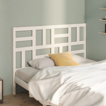 vidaXL Κεφαλάρι Κρεβατιού Λευκό 126x4x104cm Μασίφ Ξύλο Πεύκου 1 τεμ.