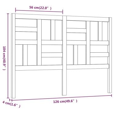 vidaXL Κεφαλάρι Κρεβατιού Λευκό 126x4x104cm Μασίφ Ξύλο Πεύκου 1 τεμ.