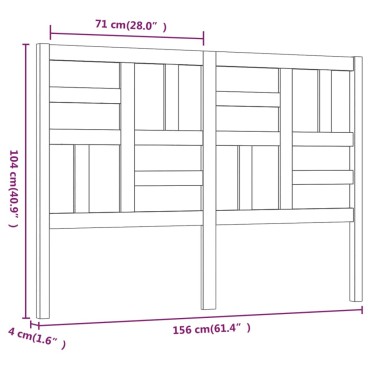 vidaXL Κεφαλάρι Κρεβατιού 156x4x104cm από Μασίφ Ξύλο Πεύκου 1 τεμ.