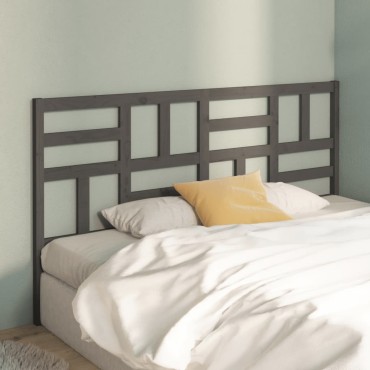 vidaXL Κεφαλάρι Κρεβατιού Γκρι 206x4x104cm από Μασίφ Ξύλο Πεύκου 1 τεμ.