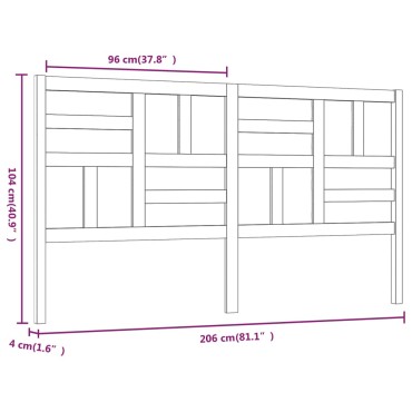 vidaXL Κεφαλάρι Κρεβατιού Γκρι 206x4x104cm από Μασίφ Ξύλο Πεύκου 1 τεμ.