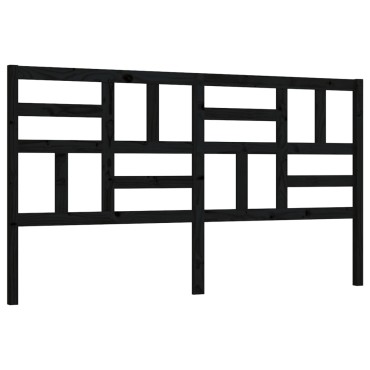vidaXL Κεφαλάρι κρεβατιού Μαύρο 206x4x104cm από Μασίφ Ξύλο Πεύκου 1 τεμ.