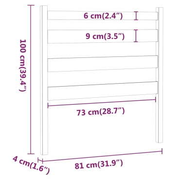 vidaXL Κεφαλάρι Κρεβατιού Μελί 81x4x100cm από Μασίφ Ξύλο Πεύκου 1 τεμ.
