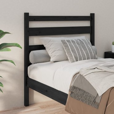 vidaXL Κεφαλάρι Κρεβατιού Μαύρο 81x4x100cm από Μασίφ Ξύλο Πεύκου 1 τεμ.
