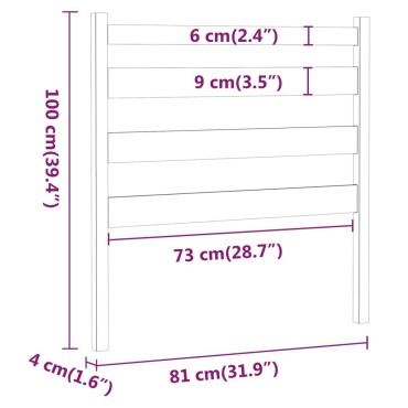 vidaXL Κεφαλάρι Κρεβατιού Μαύρο 81x4x100cm από Μασίφ Ξύλο Πεύκου 1 τεμ.
