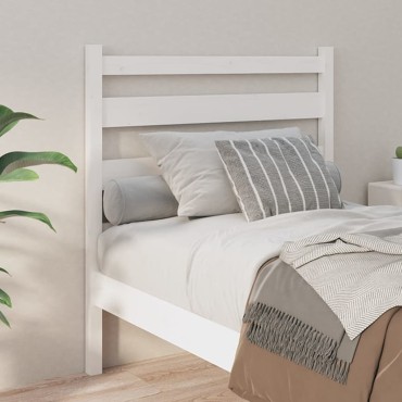 vidaXL Κεφαλάρι Κρεβατιού Λευκό 106x4x100cm Μασίφ Ξύλο Πεύκου 1 τεμ.
