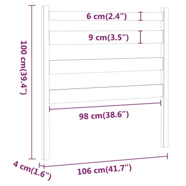 vidaXL Κεφαλάρι Κρεβατιού Λευκό 106x4x100cm Μασίφ Ξύλο Πεύκου 1 τεμ.