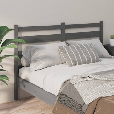 vidaXL Κεφαλάρι Κρεβατιού Γκρι 141x4x100cm από Μασίφ Ξύλο Πεύκου 1 τεμ.