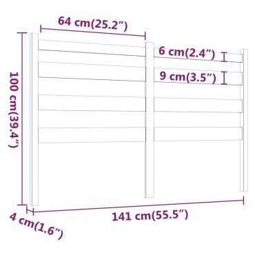 vidaXL Κεφαλάρι Κρεβατιού Γκρι 141x4x100cm από Μασίφ Ξύλο Πεύκου 1 τεμ.