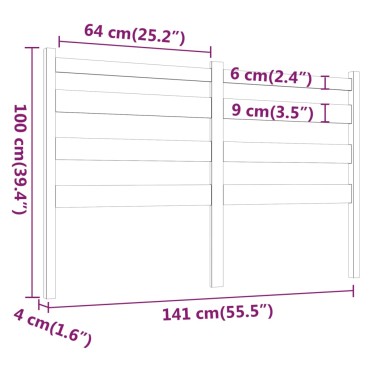 vidaXL Κεφαλάρι Κρεβατιού Μελί 141x4x100cm από Μασίφ Ξύλο Πεύκου 1 τεμ.