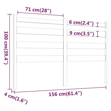 vidaXL Κεφαλάρι Κρεβατιού Μελί 156x4x100cm από Μασίφ Ξύλο Πεύκου 1 τεμ.