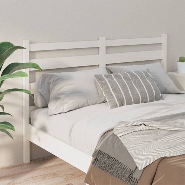 vidaXL Κεφαλάρι Κρεβατιού Λευκό 166x4x100cm Μασίφ Ξύλο Πεύκου 1 τεμ.
