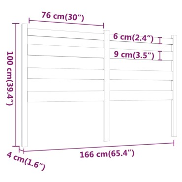 vidaXL Κεφαλάρι Κρεβατιού Λευκό 166x4x100cm Μασίφ Ξύλο Πεύκου 1 τεμ.