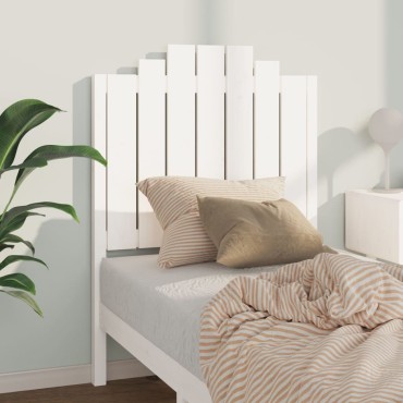 vidaXL Κεφαλάρι Κρεβατιού Λευκό 81x4x110cm από Μασίφ Ξύλο Πεύκου 1 τεμ.