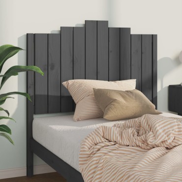 vidaXL Κεφαλάρι Κρεβατιού Γκρι 106x4x110cm από Μασίφ Ξύλο Πεύκου 1 τεμ.