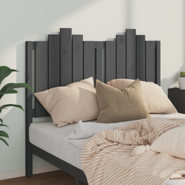 vidaXL Κεφαλάρι Κρεβατιού Γκρι 126x4x110cm από Μασίφ Ξύλο Πεύκου 1 τεμ.
