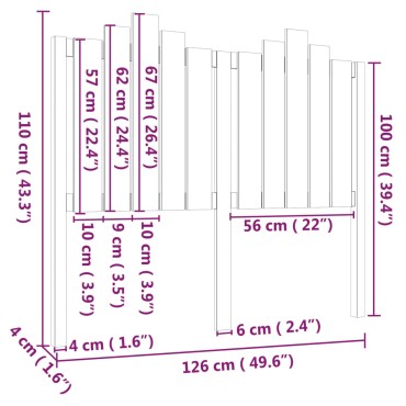 vidaXL Κεφαλάρι Κρεβατιού Γκρι 126x4x110cm από Μασίφ Ξύλο Πεύκου 1 τεμ.