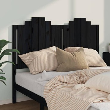 vidaXL Κεφαλάρι Κρεβατιού Μαύρο 146x4x110cm Μασίφ Ξύλο Πεύκου 1 τεμ.