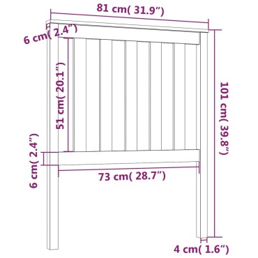 vidaXL Κεφαλάρι Κρεβατιού 81x6x101cm από Μασίφ Ξύλο Πεύκου 1 τεμ.