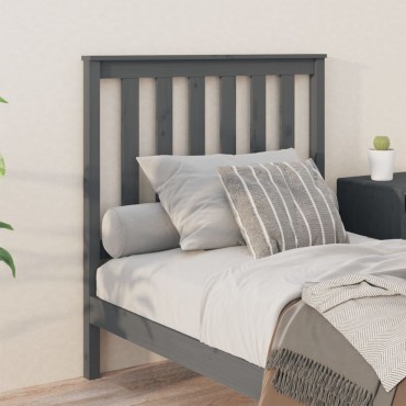 vidaXL Κεφαλάρι Κρεβατιού Γκρι 96x6x101cm από Μασίφ Ξύλο Πεύκου 1 τεμ.