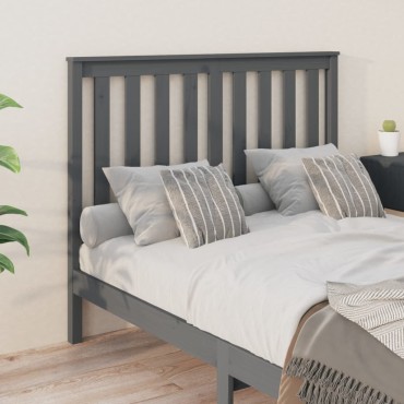 vidaXL Κεφαλάρι Κρεβατιού Γκρι 146x6x101cm από Μασίφ Ξύλο Πεύκου 1 τεμ.