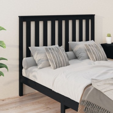 vidaXL Κεφαλάρι κρεβατιού Μαύρο 146x6x101cm από Μασίφ Ξύλο Πεύκου 1 τεμ.