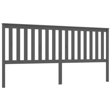 vidaXL Κεφαλάρι Κρεβατιού Γκρι 206x6x101cm από Μασίφ Ξύλο Πεύκου 1 τεμ.