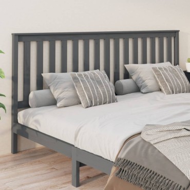 vidaXL Κεφαλάρι Κρεβατιού Γκρι 206x6x101cm από Μασίφ Ξύλο Πεύκου 1 τεμ.