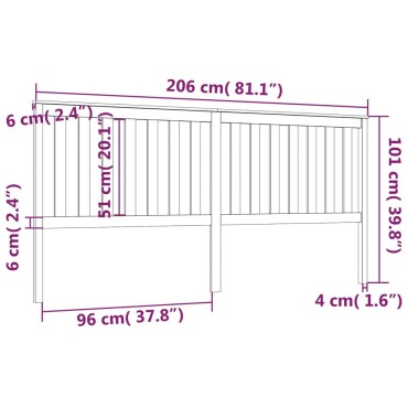 vidaXL Κεφαλάρι Κρεβατιού Γκρι 206x6x101cm από Μασίφ Ξύλο Πεύκου 1 τεμ.