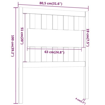 vidaXL Κεφαλάρι Κρεβατιού Μαύρο 80,5x4x100cm από Μασίφ Ξύλο Πεύκου 1 τεμ.