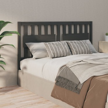 vidaXL Κεφαλάρι Κρεβατιού Γκρι 155,5x4x100cm Μασίφ Ξύλο Πεύκου 1 τεμ.