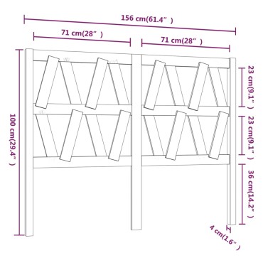 vidaXL Κεφαλάρι Κρεβατιού Λευκό 156x4x100cm Μασίφ Ξύλο Πεύκου 1 τεμ.