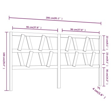 vidaXL Κεφαλάρι Κρεβατιού Γκρι 206x4x100cm από Μασίφ Ξύλο Πεύκου 1 τεμ.