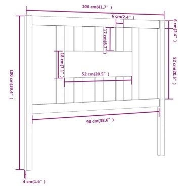 vidaXL Κεφαλάρι 106x4x100cm από Μασίφ Ξύλο Πεύκου 1 τεμ.
