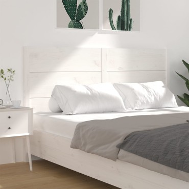 vidaXL Κεφαλάρι Κρεβατιού Λευκό 141x4x100cm Μασίφ Ξύλο Πεύκου 1 τεμ.