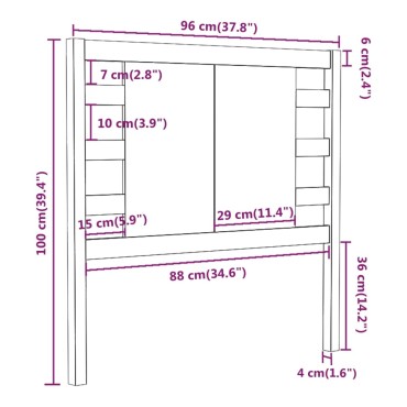 vidaXL Κεφαλάρι Γκρι 96x4x100cm από Μασίφ Ξύλο Πεύκου 1 τεμ.