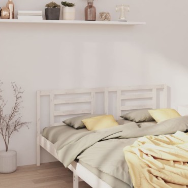 vidaXL Κεφαλάρι Κρεβατιού Λευκό 166x4x100cm Μασίφ Ξύλο Πεύκου 1 τεμ.