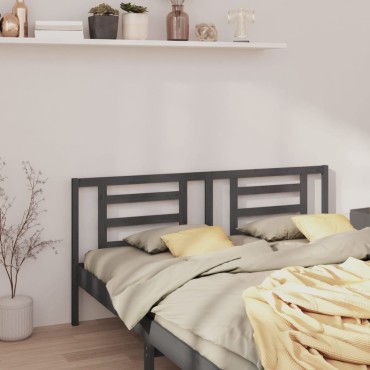 vidaXL Κεφαλάρι Κρεβατιού Γκρι 166x4x100cm από Μασίφ Ξύλο Πεύκου 1 τεμ.