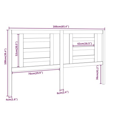 vidaXL Κεφαλάρι Κρεβατιού Μελί 166x4x100cm από Μασίφ Ξύλο Πεύκου 1 τεμ.