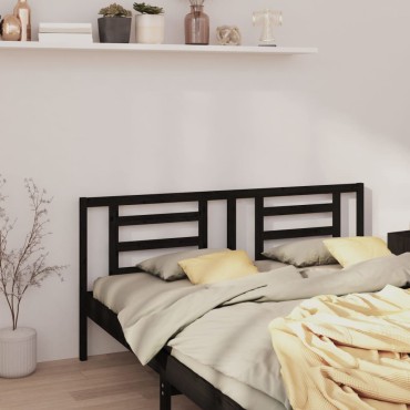 vidaXL Κεφαλάρι Κρεβατιού Μαύρο 186x4x100cm Μασίφ Ξύλο Πεύκου 1 τεμ.