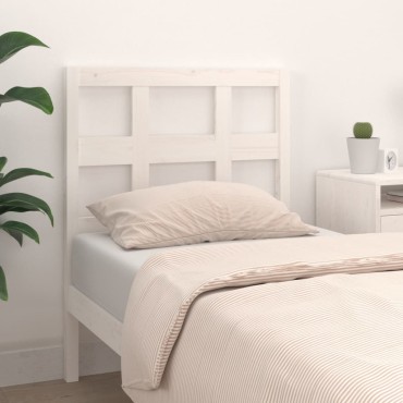 vidaXL Κεφαλάρι Κρεβατιού Λευκό 80,5x4x100cm Μασίφ Ξύλο Πεύκου 1 τεμ.