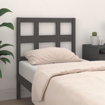 vidaXL Κεφαλάρι Κρεβατιού Γκρι 80,5x4x100cm από Μασίφ Ξύλο Πεύκου 1 τεμ.