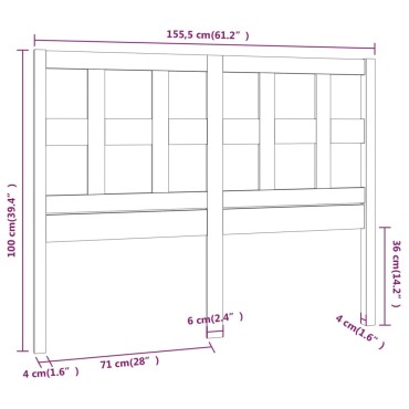 vidaXL Κεφαλάρι Κρεβατιού Γκρι 155,5x4x100cm Μασίφ Ξύλο Πεύκου 1 τεμ.