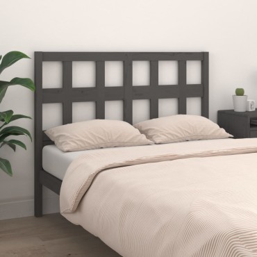 vidaXL Κεφαλάρι Κρεβατιού Γκρι 185,5x4x100cm από Μασίφ Ξύλο Πεύκου 1 τεμ.