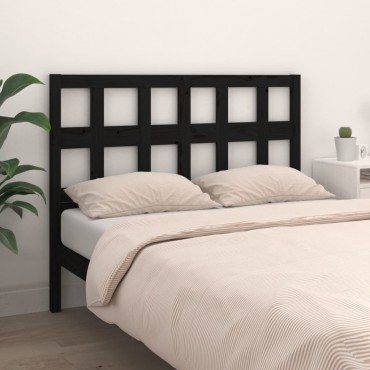 vidaXL Κεφαλάρι Κρεβατιού Μαύρο 185,5x4x100cm Μασίφ Ξύλο Πεύκου 1 τεμ.