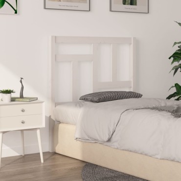 vidaXL Κεφαλάρι Κρεβατιού Λευκό 95,5x4x100cm από Μασίφ Ξύλο Πεύκου 1 τεμ.