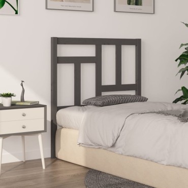 vidaXL Κεφαλάρι Κρεβατιού Γκρι 95,5x4x100cm από Μασίφ Ξύλο Πεύκου 1 τεμ.